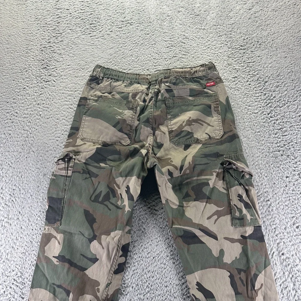 Wrangler Pant Boys XL Green Cotton‎ Camouflage Cargo Jogger Tapered Stretch Army